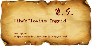 Mihálovits Ingrid névjegykártya